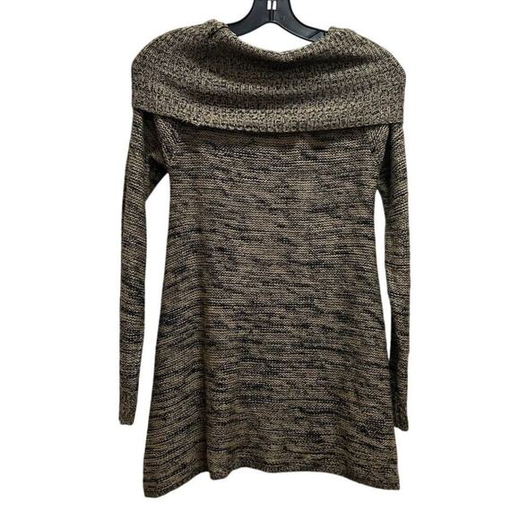 Boho Knit Sweaters (2) S/M Dark Green/Tan/Black Cowl Neck Foldover Cozy Cottage - Picture 9 of 12